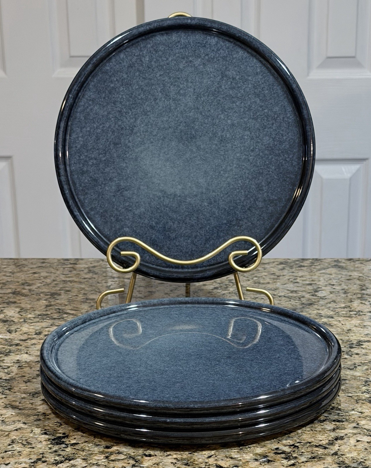 Stone + Lain Eden Dark Blue Reactive Glaze Dinner Plates Set of 4 Stoneware NEW gallery