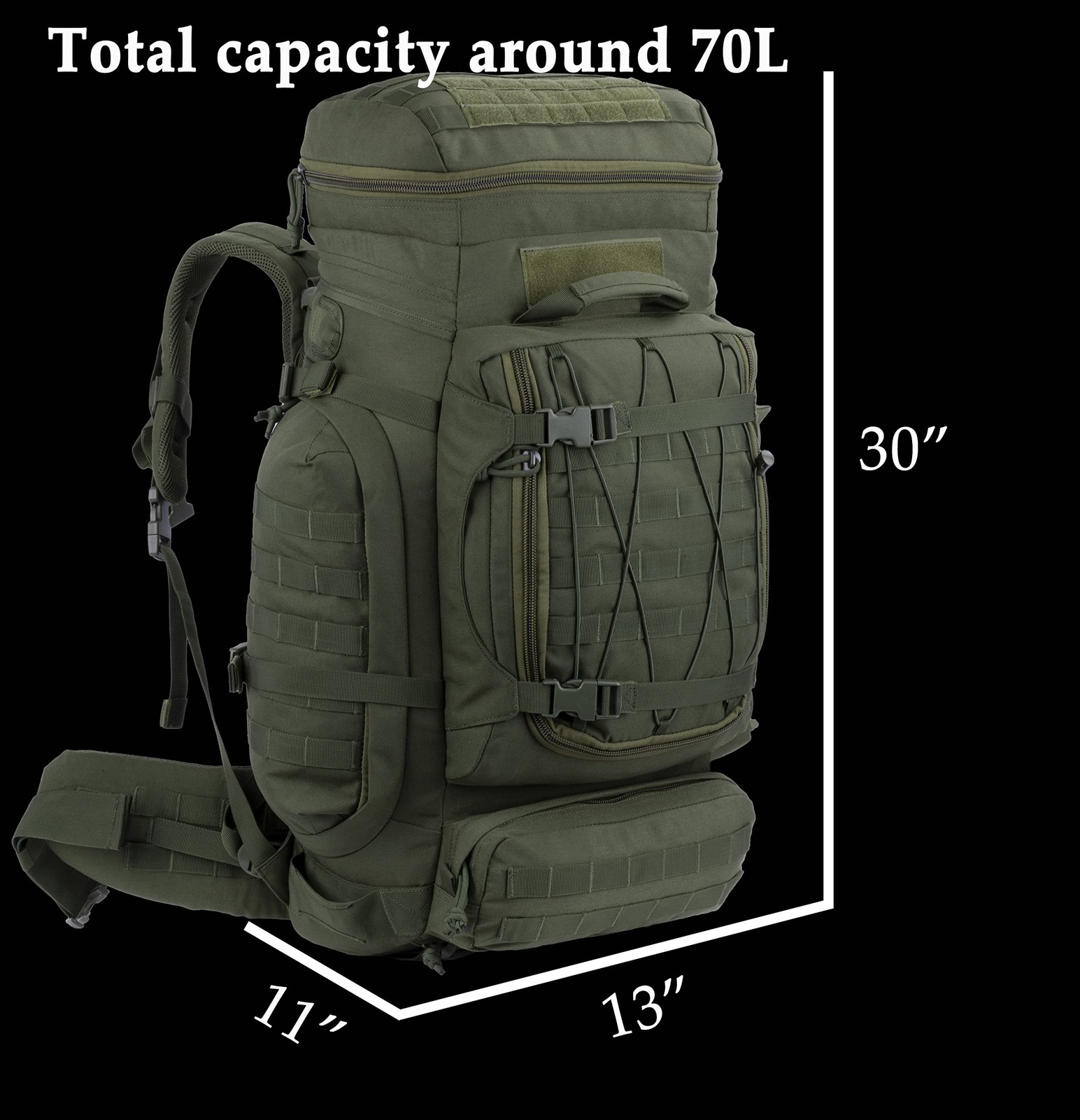 Large Internal Frame Backpack Tactical MOLLE Pack for Camping Backpacking Hun... 2