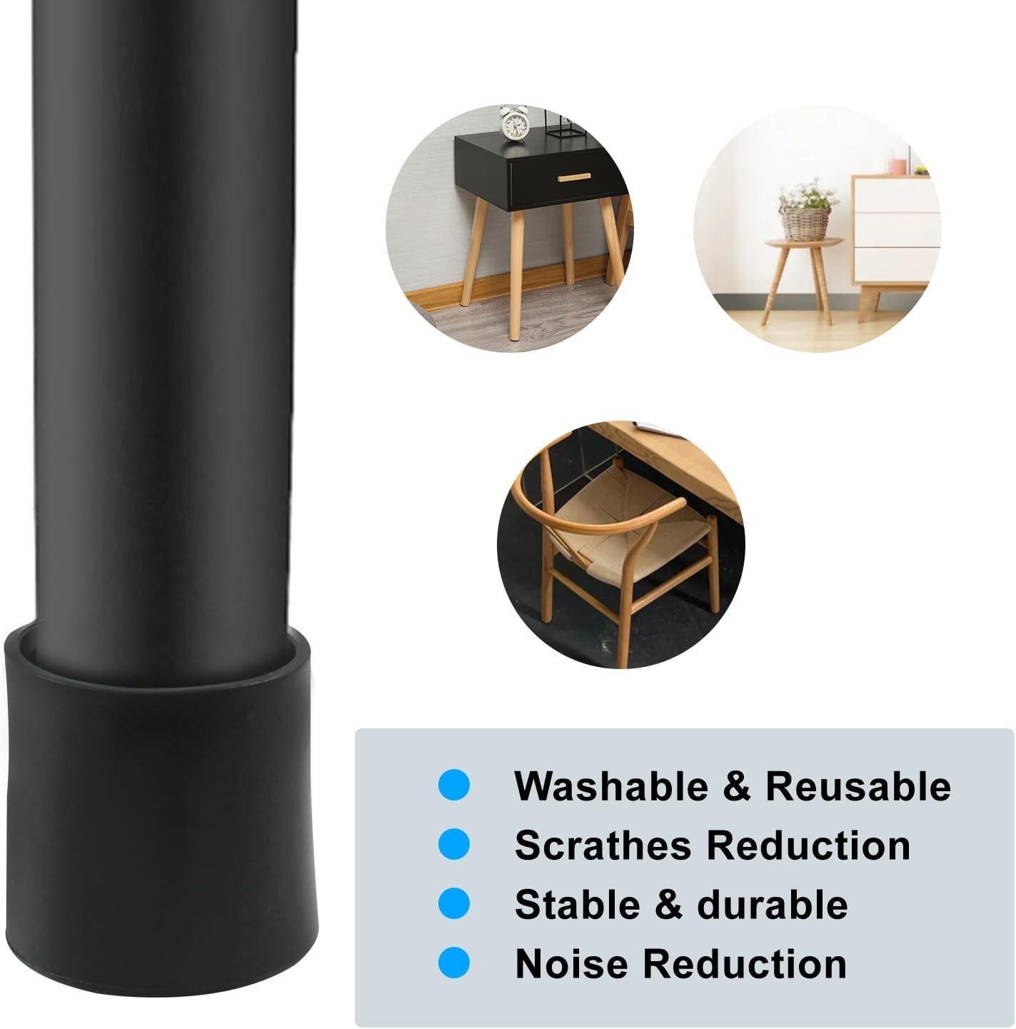 Table Chair Leg Tips Caps Round Black Rubber Furniture Protectors 1/2 In 32 Pcs gallery