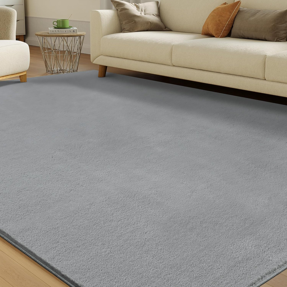 Solid Washable Area Rug - 3X5 Medium Pile Faux Cashmere Carpet for Living Room B