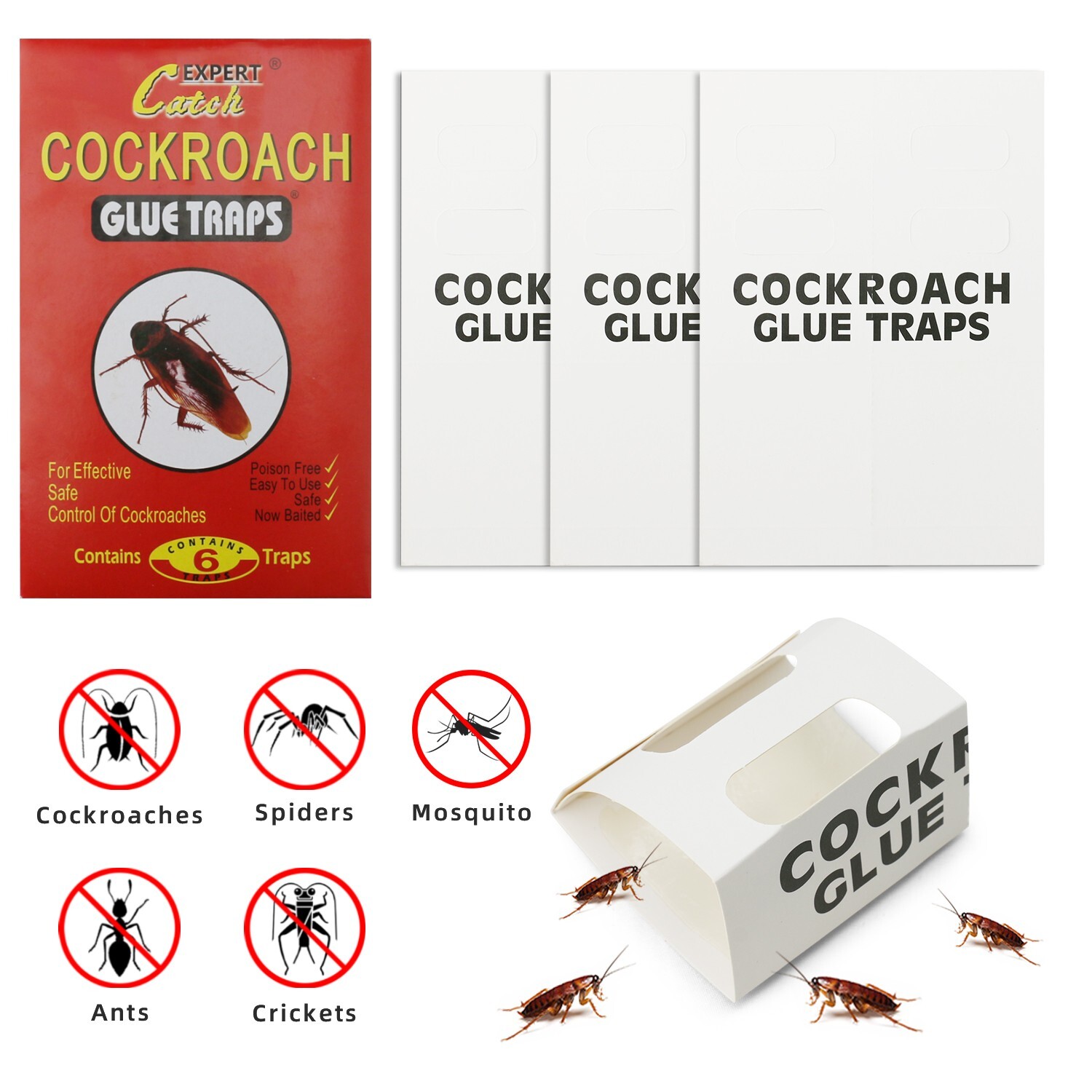 6Pack Non-Toxic Super Glue Cockroach Traps - Strong Adhesive For Roaches & Pests gallery