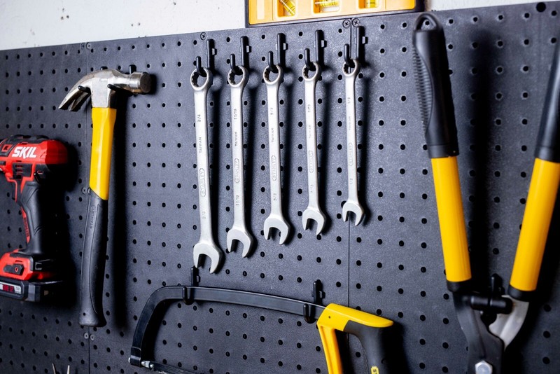 Black Pegboard Kit Wall Storage - Workbench Organizer Peg Board Shop Tools gallery