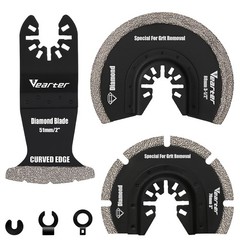 3Pcs Oscillating Multi Tool Blade Set Grit Grout Removal Diamond Saw Blade