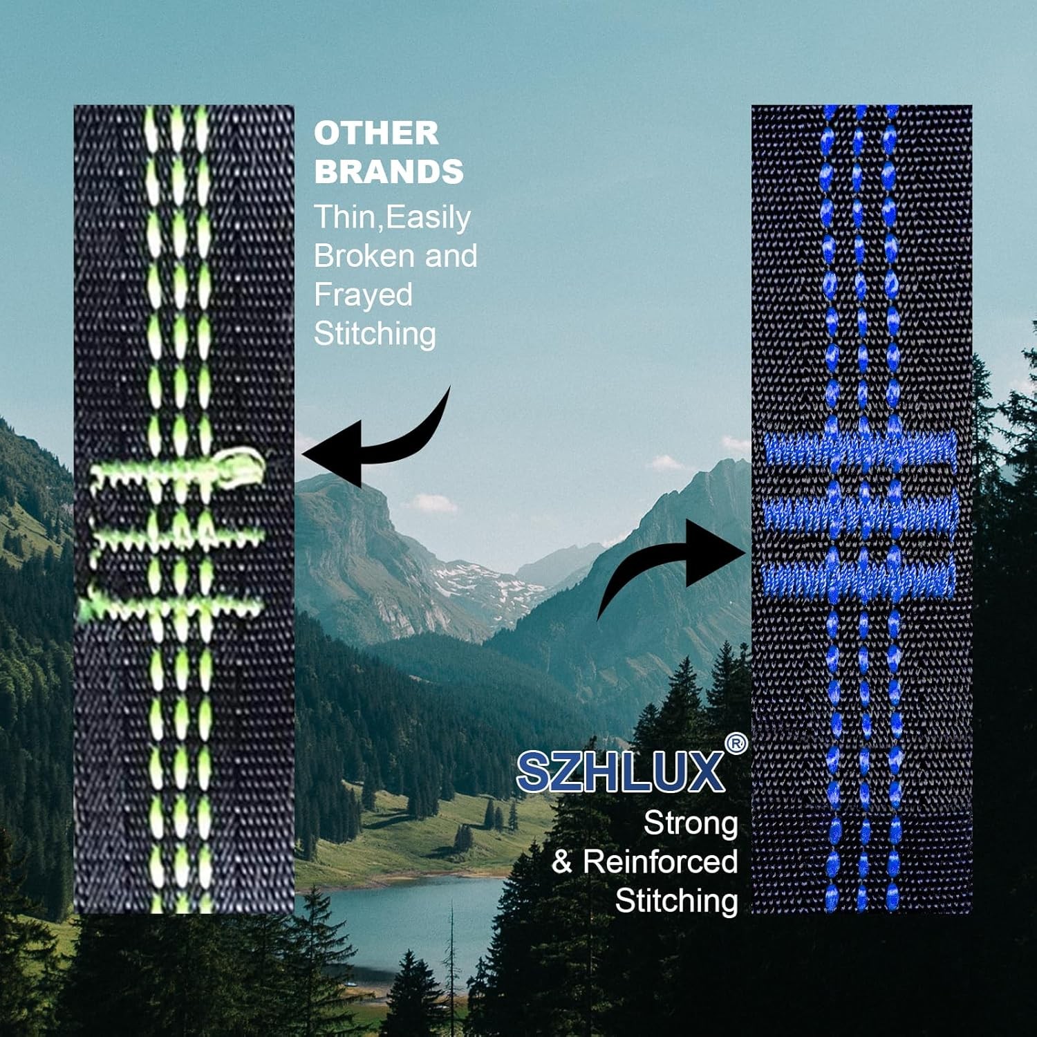 SZHLUX Hammock Straps for Trees - Set of Two 10ft Long, with 38 10 feet, Blue gallery