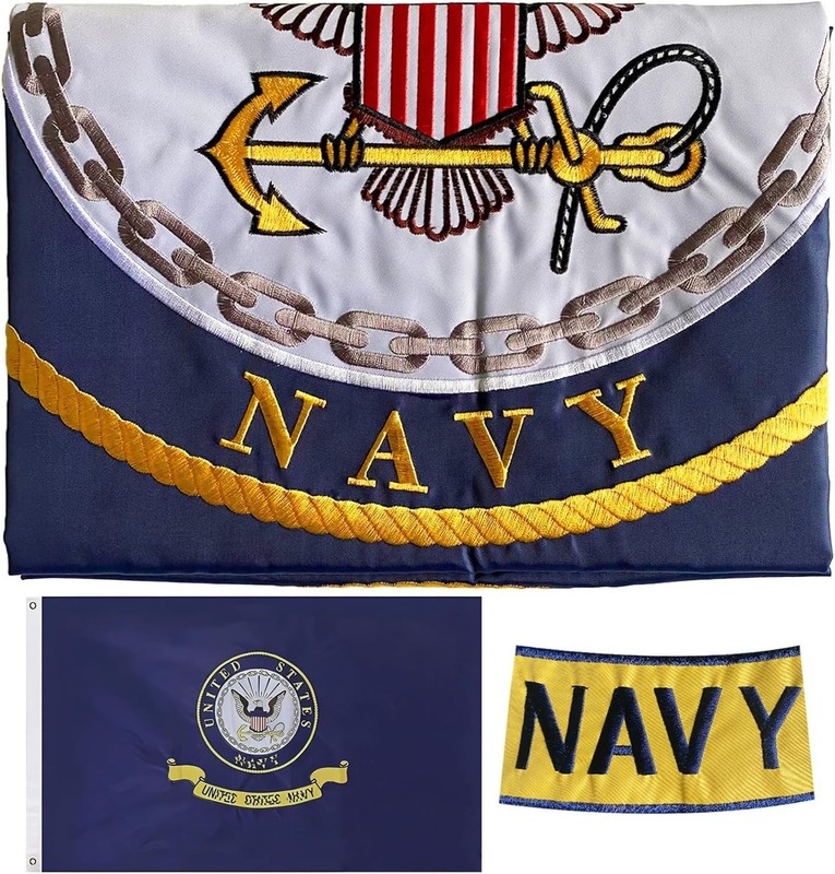 Embroidered Navy Emblem Flag Double Sided 3x5 Outdoor- 300D Heavy Duty Nylon-... gallery