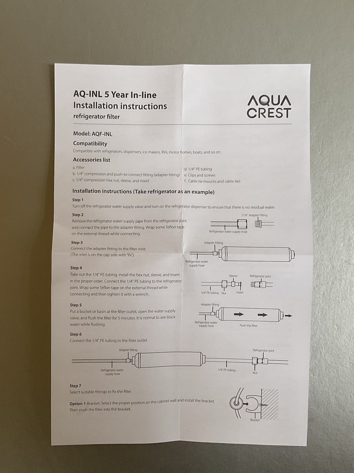 AQUA CREST 5 Years Capacity -Inline Water Filter for Refrigerator with 1/4-Inch gallery