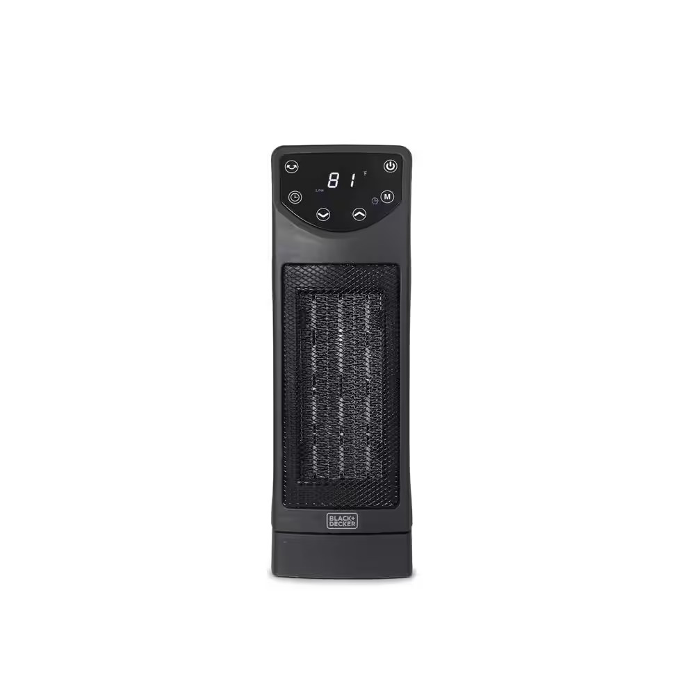 1500W Oscillating Ceramic Desktop Electric Heater Forced Air 13 In. with Remote