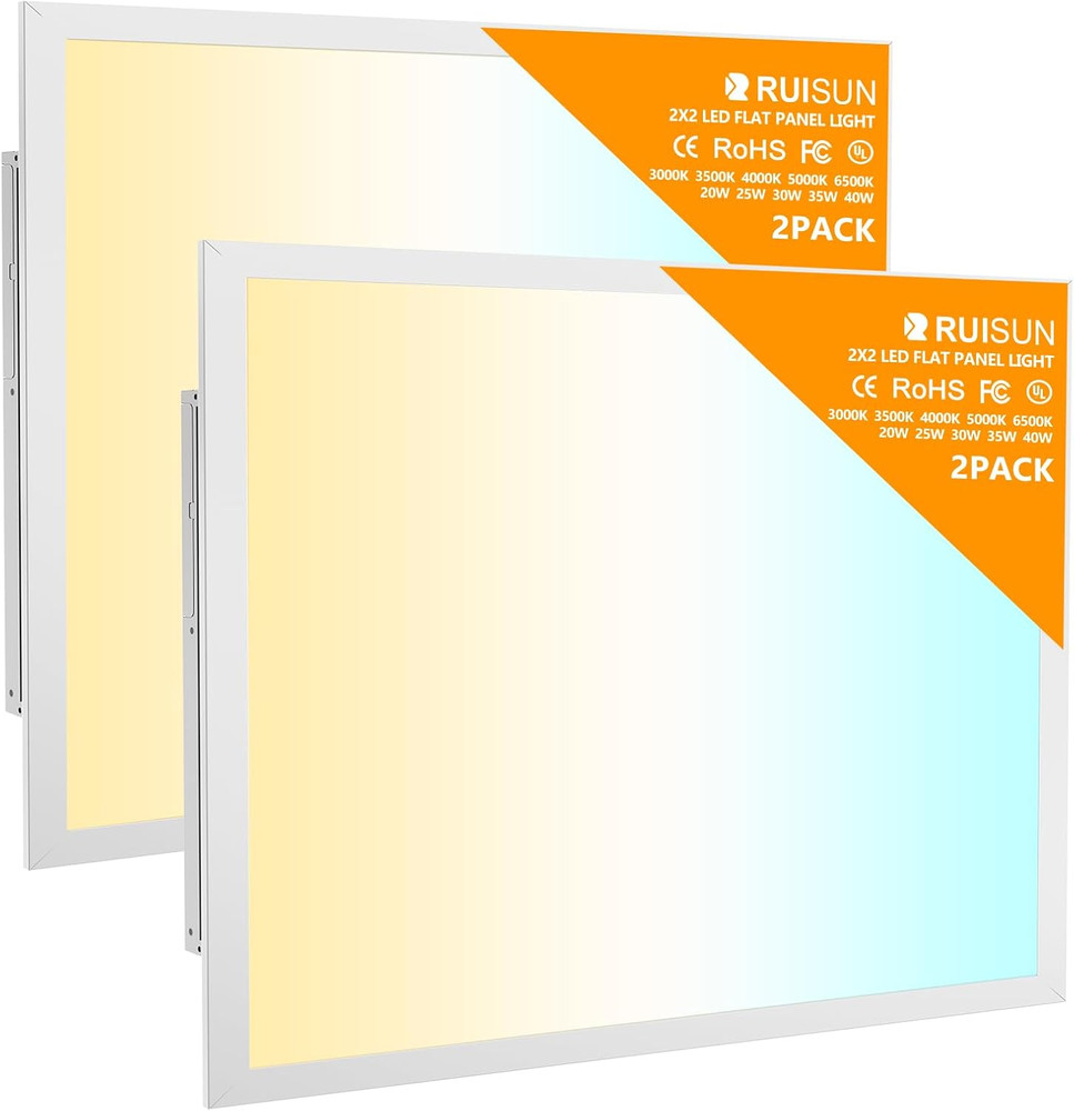 2 Pack 2X2 LED Flat Panel Light Drop Ceiling Office Fixture, 4800LM, 20W/25W/30W