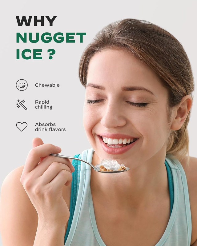 Countertop Nugget Ice Maker, Self-Cleaning, 33Lbs/24H, Blue for Home & Office gallery