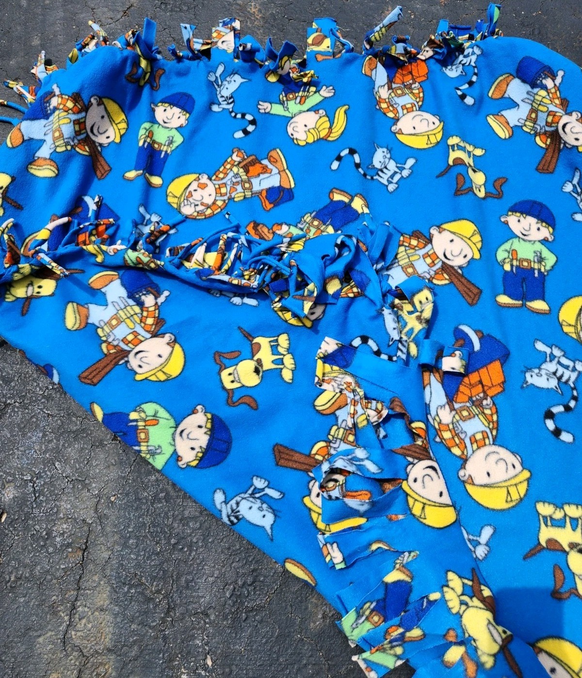 Vintage Bob The Builder Handmade Fleece Throw Tie Blanket Cartoon TV Fabric gallery