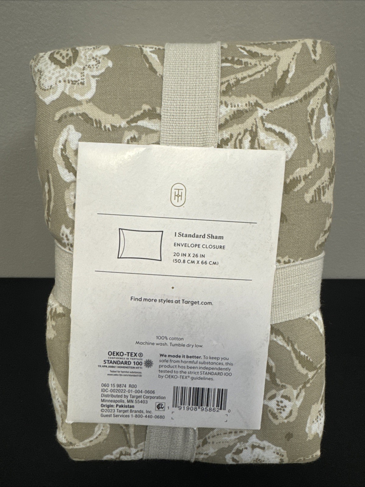 Threshold Standard Floral Voile Lofty Cotton Pillow Sham Beige gallery