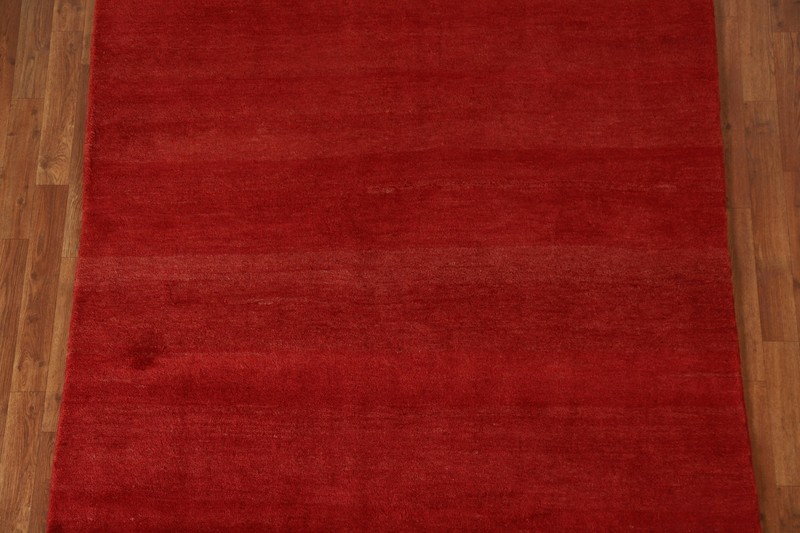 Solid Color Contemporary Gabbeh Rug 5x7 Handmade Wool Red Carpet gallery