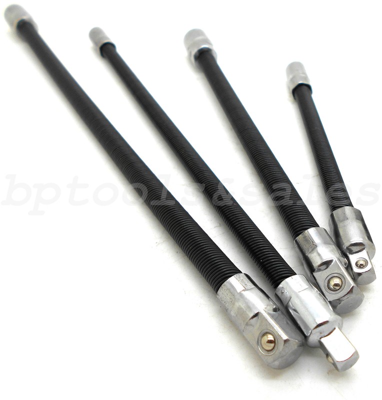 4pc Flexible Socket Extension Bar Set 6" 8" 10" 12" Ratchet Flex 1/4" & 3/8" DR. gallery