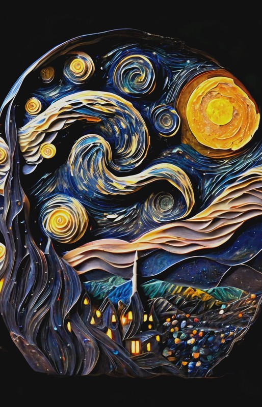 The Starry Night - Van Gogh - Wall Decor - Polymer Clay Art - DIGITAL POSTER ✅ gallery