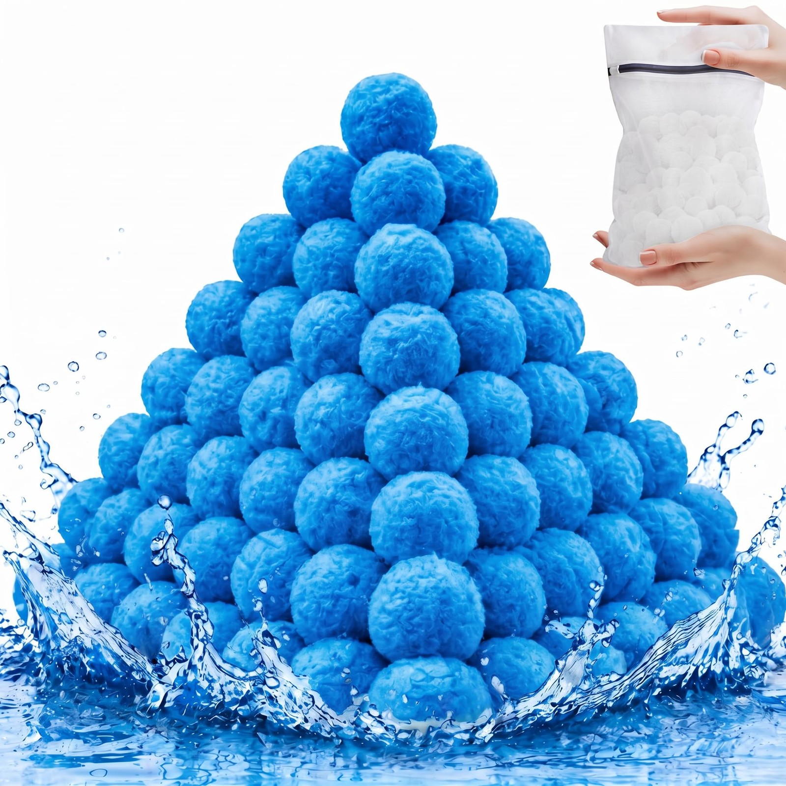 Upgraded 1.8 lbs Pool Filter Balls For Sand Filter Wash Bag Blue gallery