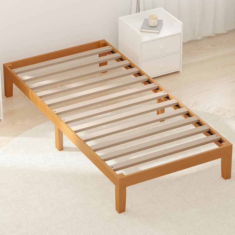 Twin Full Queen King 12in Solid Wood Bed Frame Wooden Platform Bed Support Slats gallery