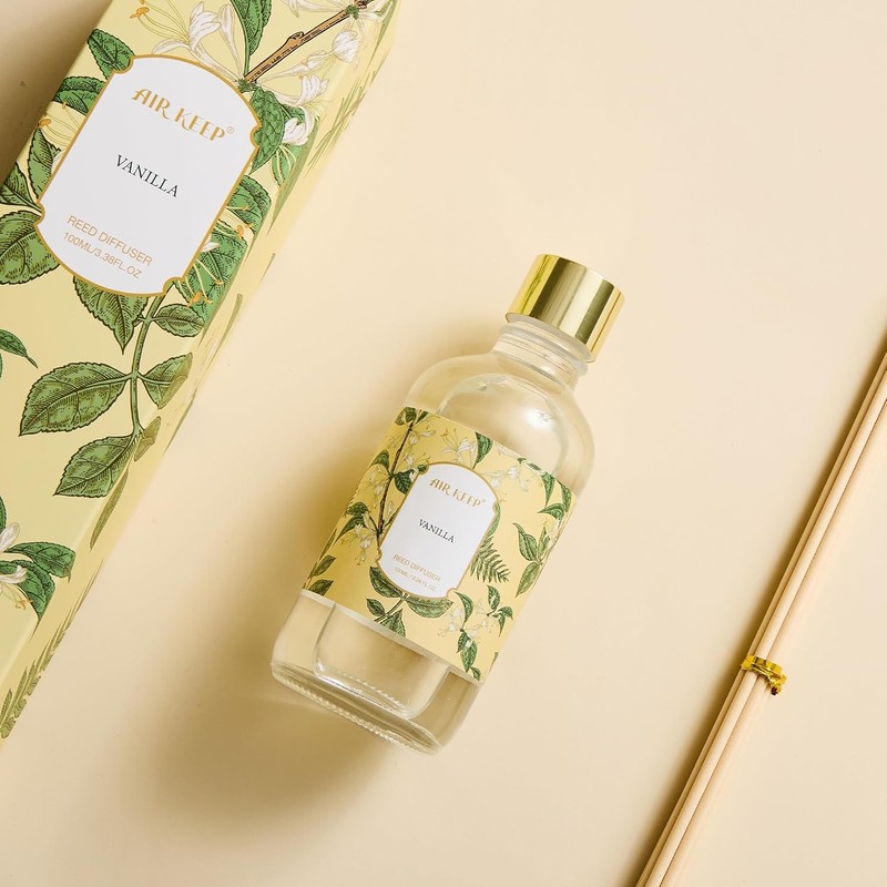Airkeep Reed Diffuser Oil Set with Reed Sticks,Vanilla Aromatherapy Oil Scent Di gallery