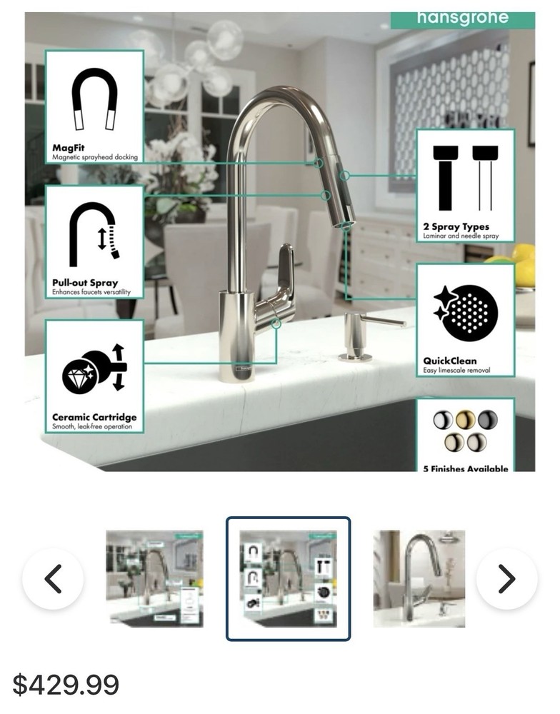 Hansgrohe 04505000 Pulldown Kitchen Faucet HG Focus Higharc POLISHED CHROME New!