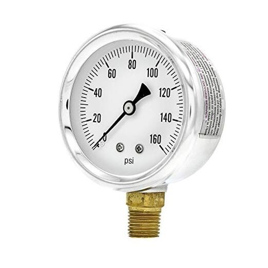 S201L-254F Bottom Mount Glycerin Filled Single Scale Pressure 0 - 160 PSI gallery