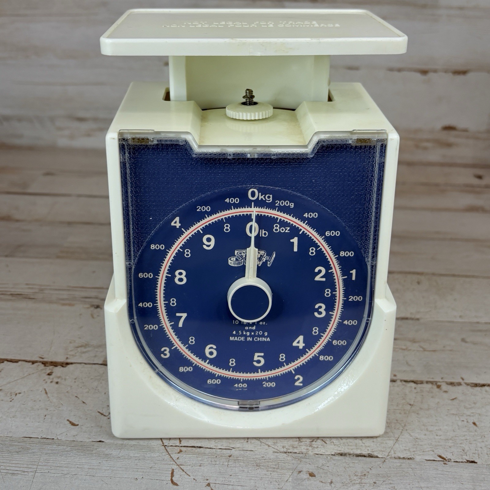 Vintage SSH 10 LB Analog Spring Kitchen Counter Scale Tan Plastic RETRO gallery