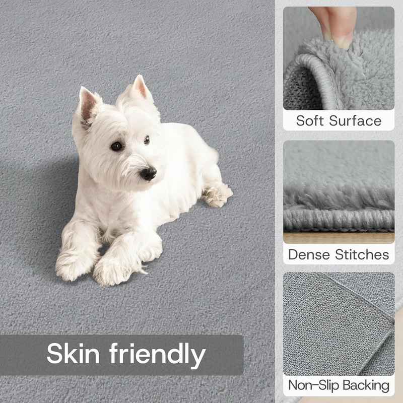 Solid Washable Area Rug - 3X5 Medium Pile Faux Cashmere Carpet for Living Room B gallery