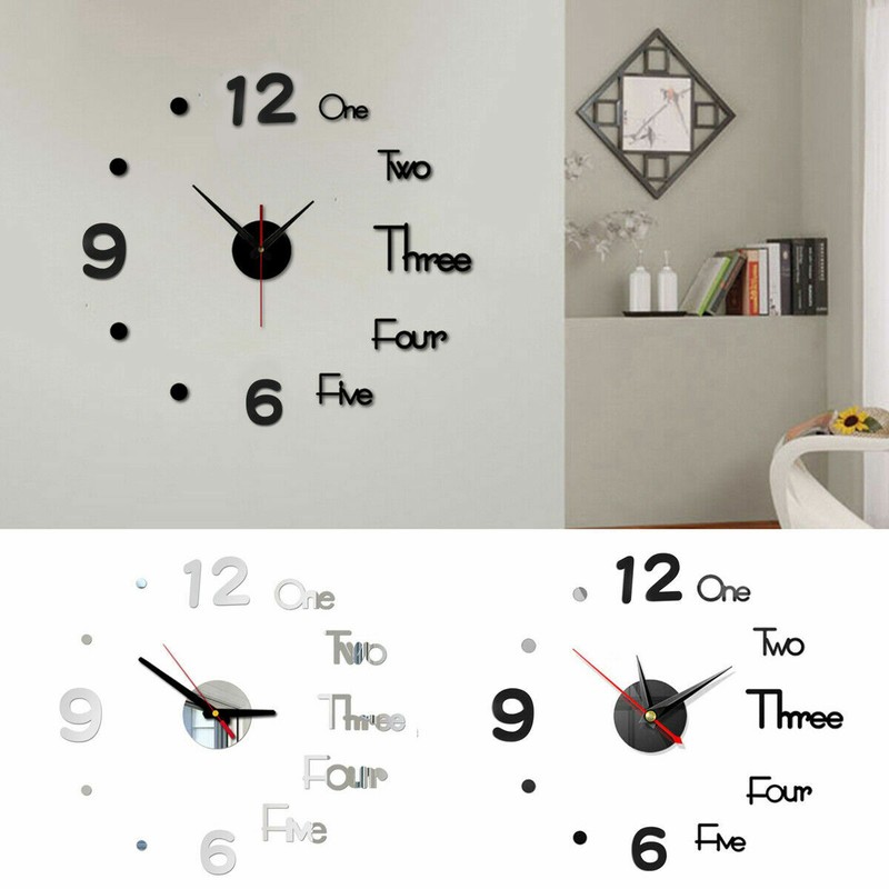 3D Modern DIY Wall Clock Mirror Creative Removable Art Decal Sticker Home Decor gallery