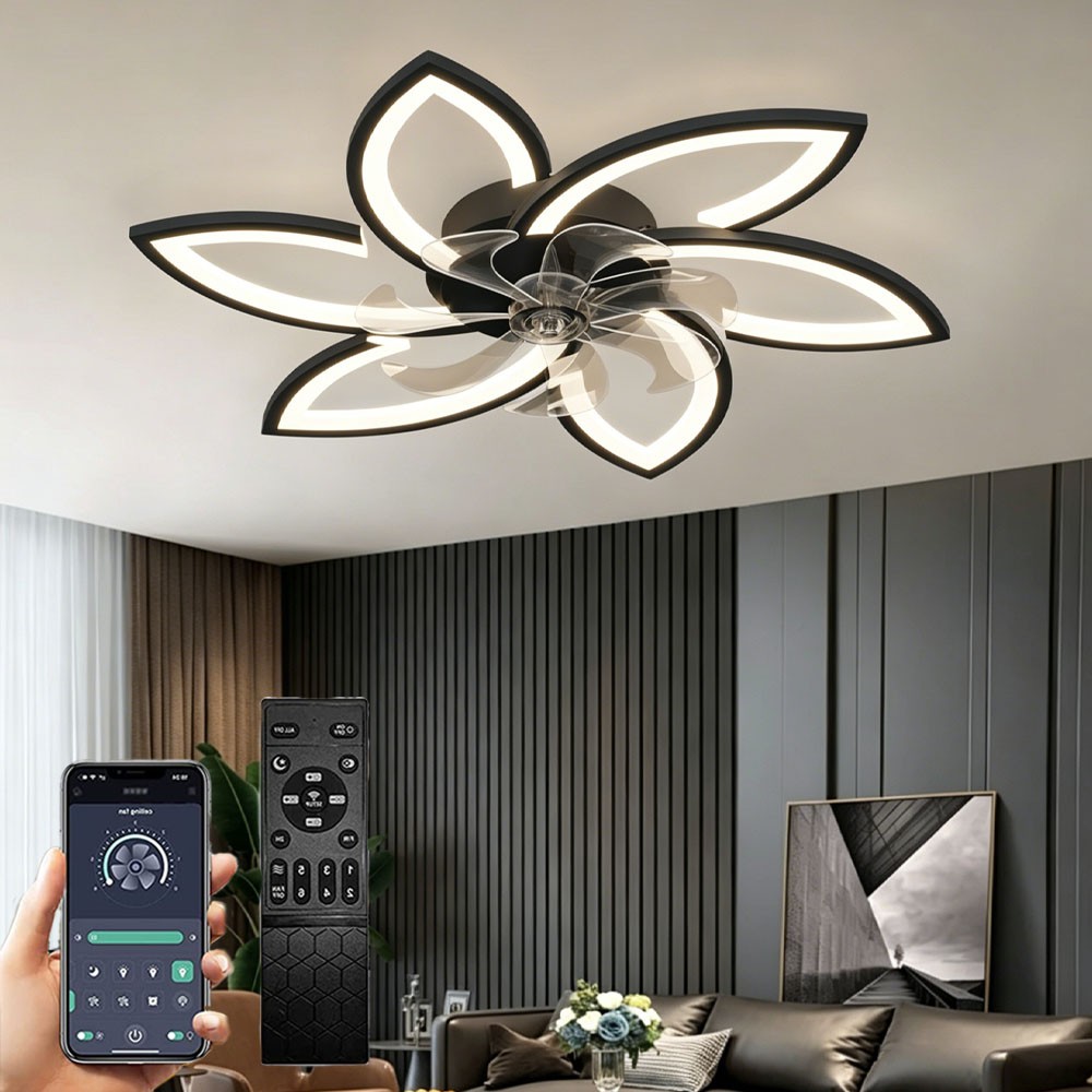 30.7" Ceiling Fan with LED Light Dimmable Remote Control and APP Compatible gallery