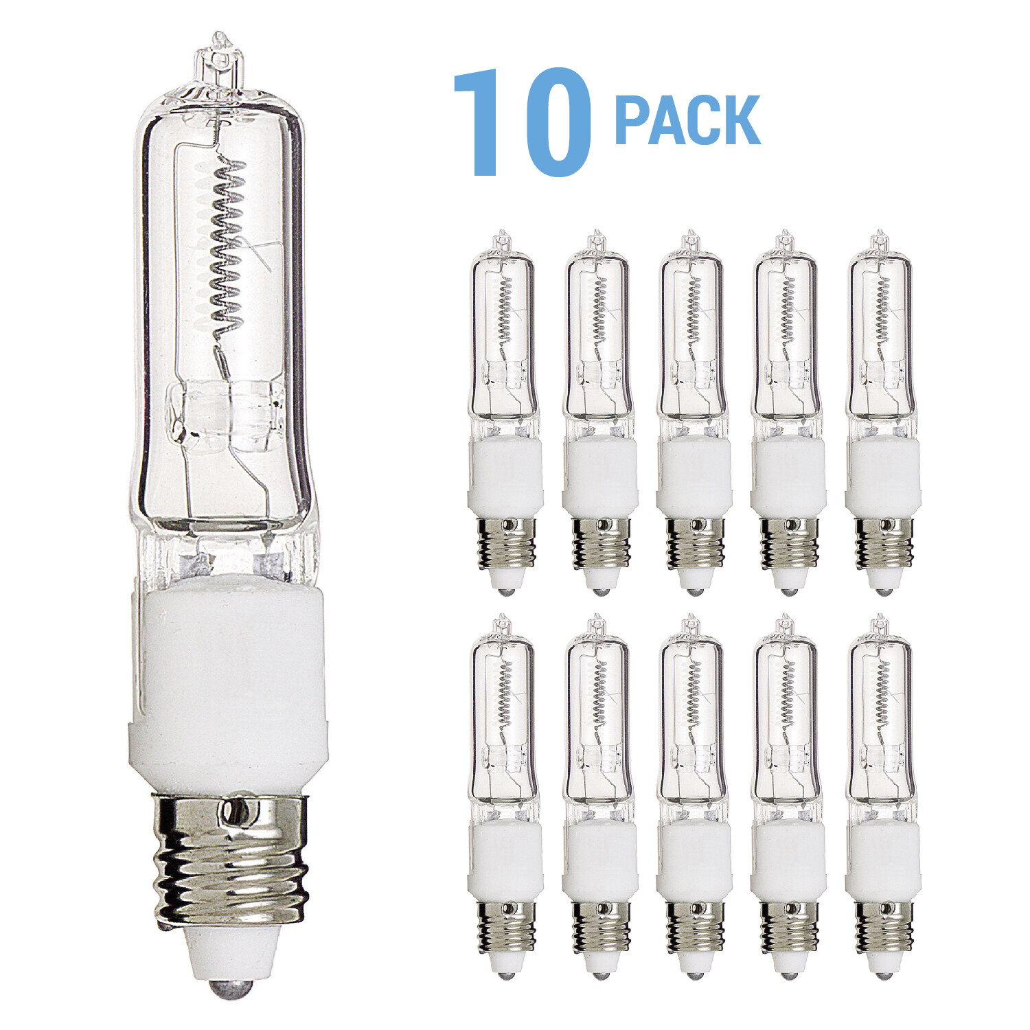 10 Pack Q50CL MC Clear Bulb 50W 120V JD T4 Dimmable Mini Candelabra E11 Base gallery