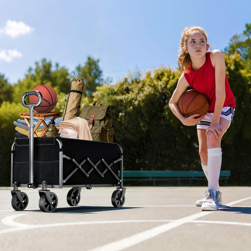 Wagons Carts Foldable, 360 Lbs with Adjustable Handle, Black Lightweight Port... gallery