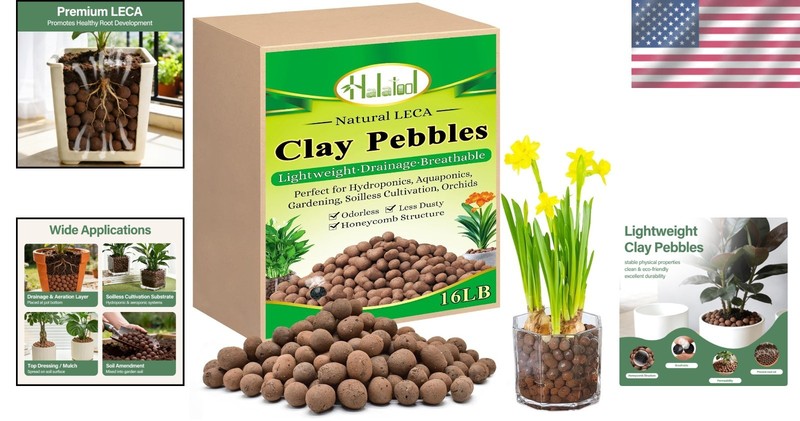 Versatile 16LB Organic Clay Pebbles for Drainage & Soil Enhancement - 4-16mm gallery