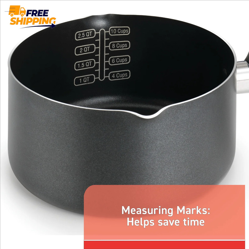 Comfort Titanium Nonstick Cookware, Sauce Pan, 3 Quart, Black gallery