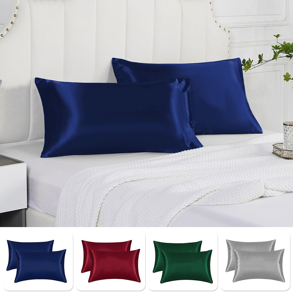 Luxurious Satin Silk Pillowcase Cover Soft Bedding Set of 2 Pcs Pillow Covers gallery