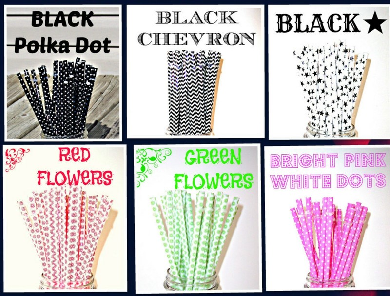 PATTERNED STRAWS, Dots, Checks, Flowers, Chevron, Fruit, Reusable, BPA Free gallery