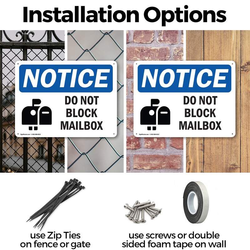 (2 Pack) Do Not Block Mailbox OSHA Notice Sign Decal Metal Plastic gallery