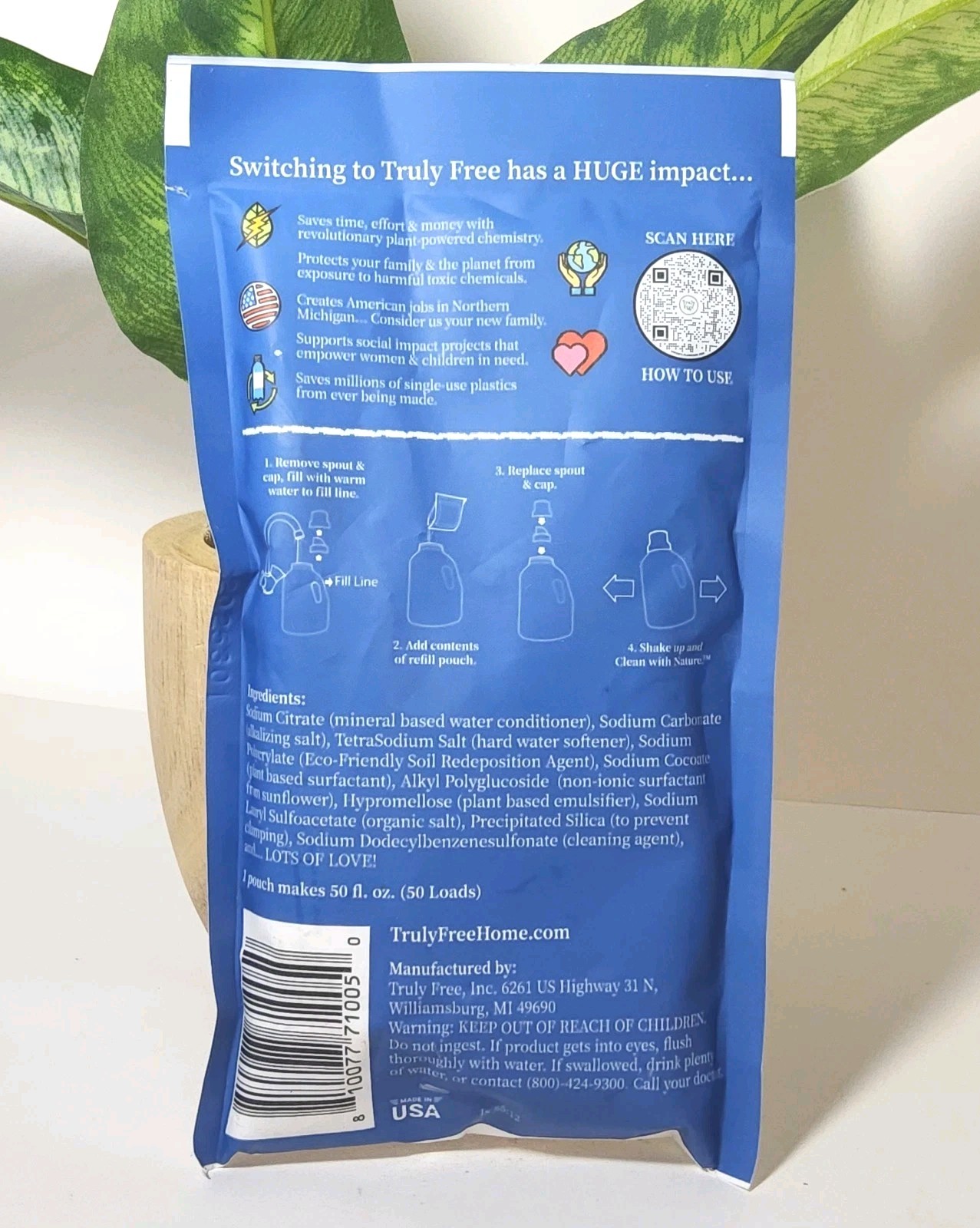 Truly Free Laundry Wash Refill Pouch Non-Toxic UNSCENTED 50 Loads 3.7oz gallery