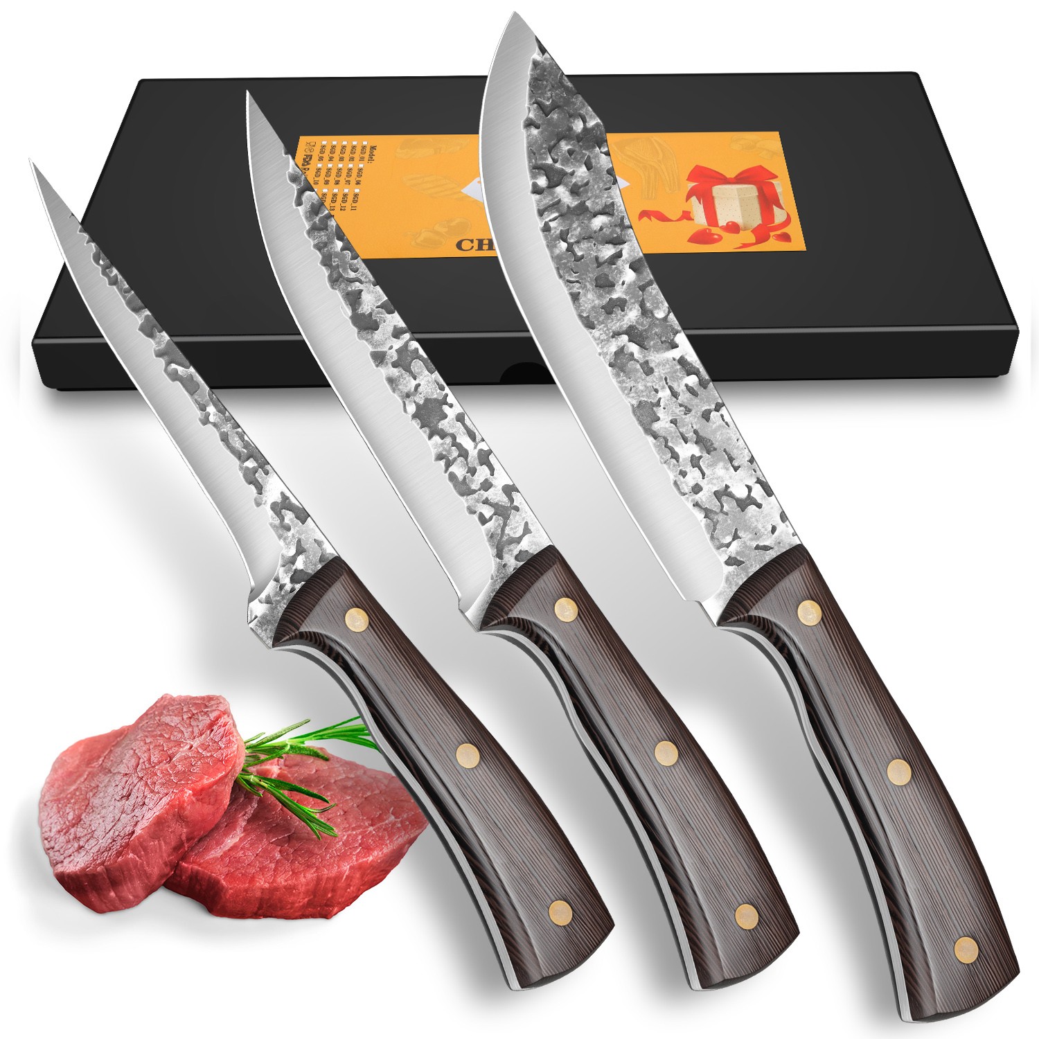 3 Pcs Boning Knives Set Butcher Knife Slaughter Knife High Carbon Steel Cleaver gallery