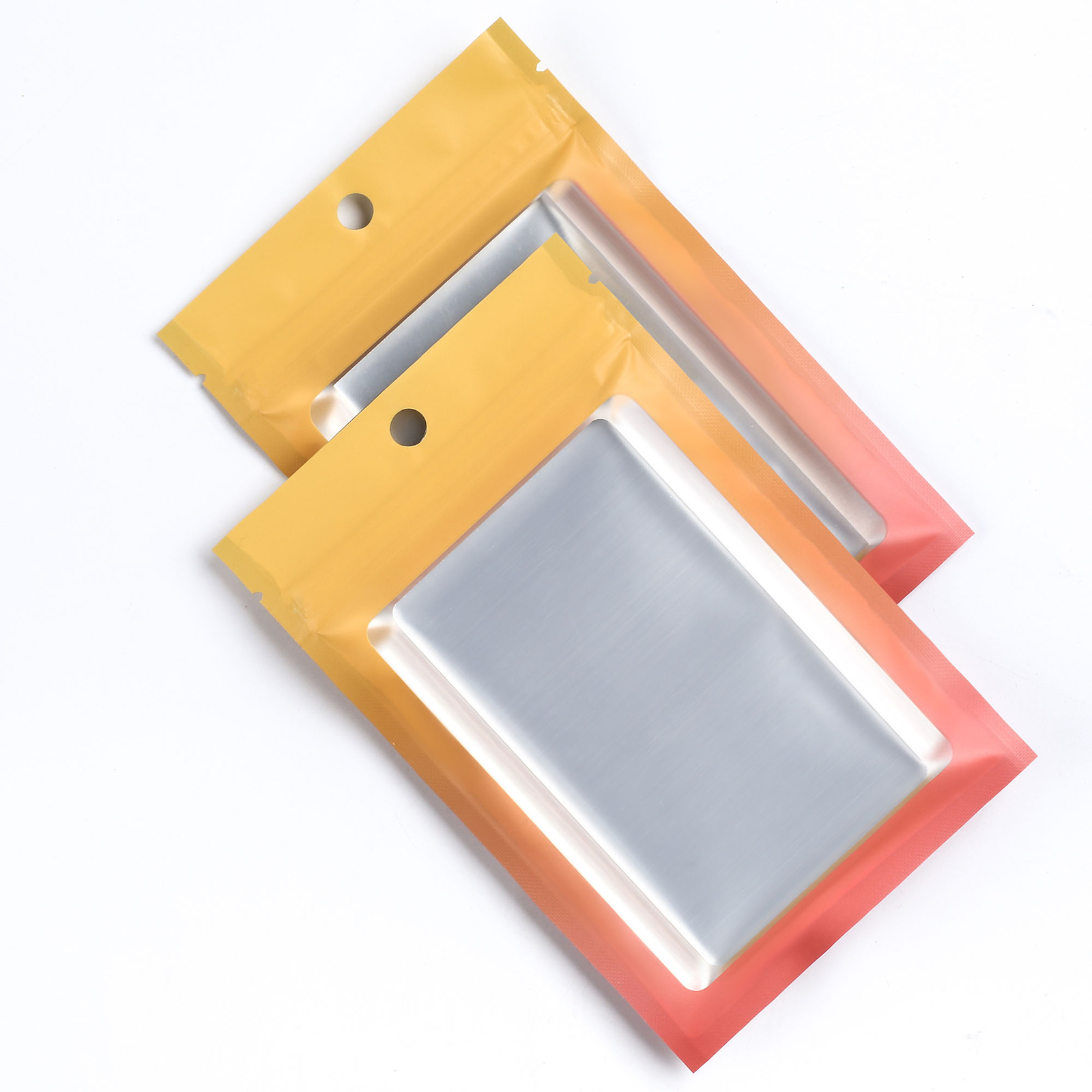 100/200/500 Gradient Orange Window Flat Resealable Zip Seal Bags with Hang Hole gallery
