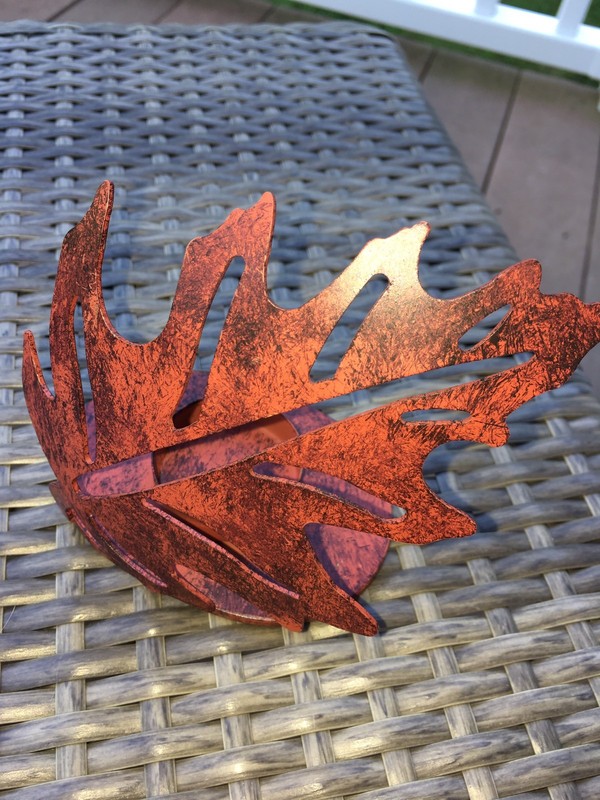 Red Orange With Black Metal Fall Oak Leaf Candle Holder Nature Leaves gallery