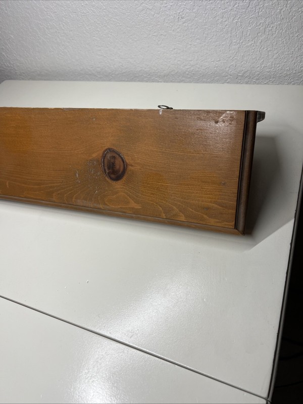 Vintage Pine Solid Wood Shelf & Hat Coat Rack 3 Peg Handmade gallery