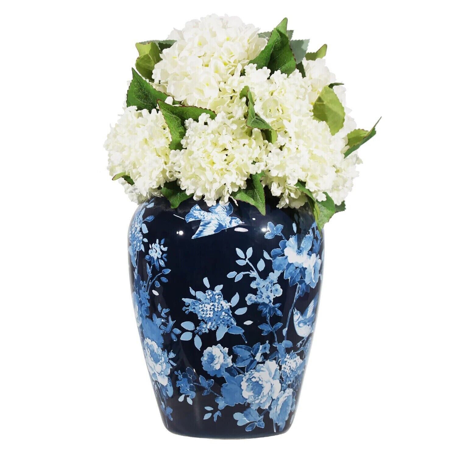 Member's Mark Decorative Ceramic Blue Vase with Removable Hydrangeas gallery