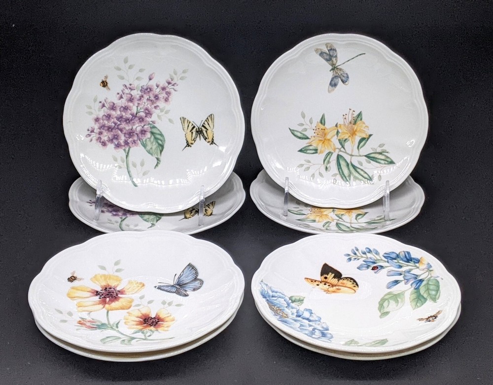 SET 4 Lenox Butterfly Meadow Bread Cake Plates ** 8 AVAIL **