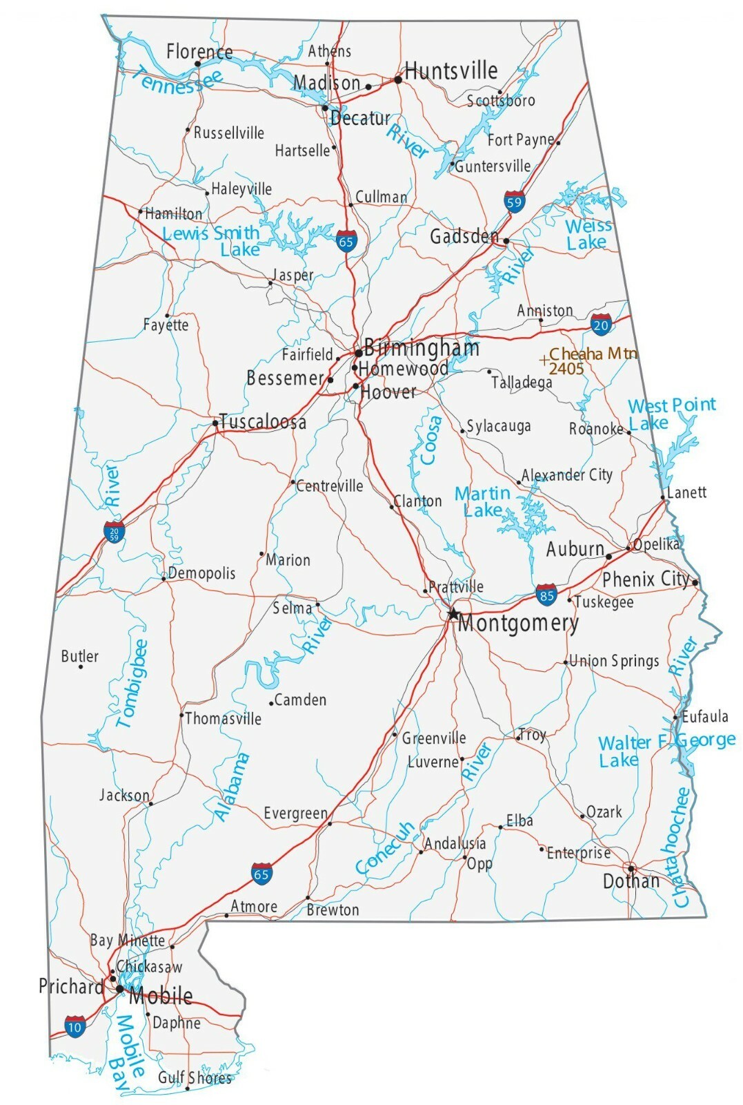 ALABAMA State Road Map Birmingham Montgomery Glossy Poster Photo Picture Print gallery