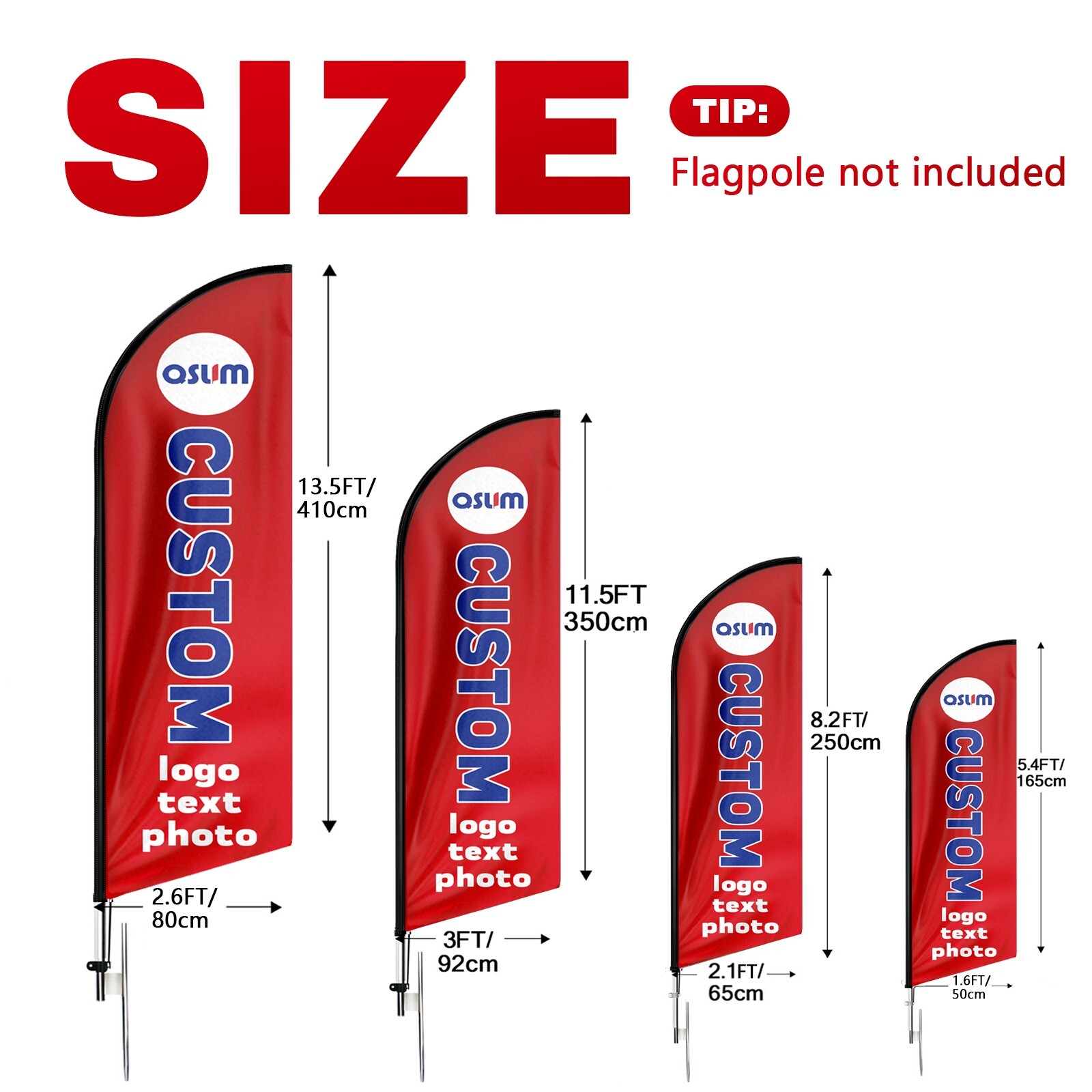 Custom Advertising Feather Flags Personalized Logo Text Swooper Flag Custom gallery