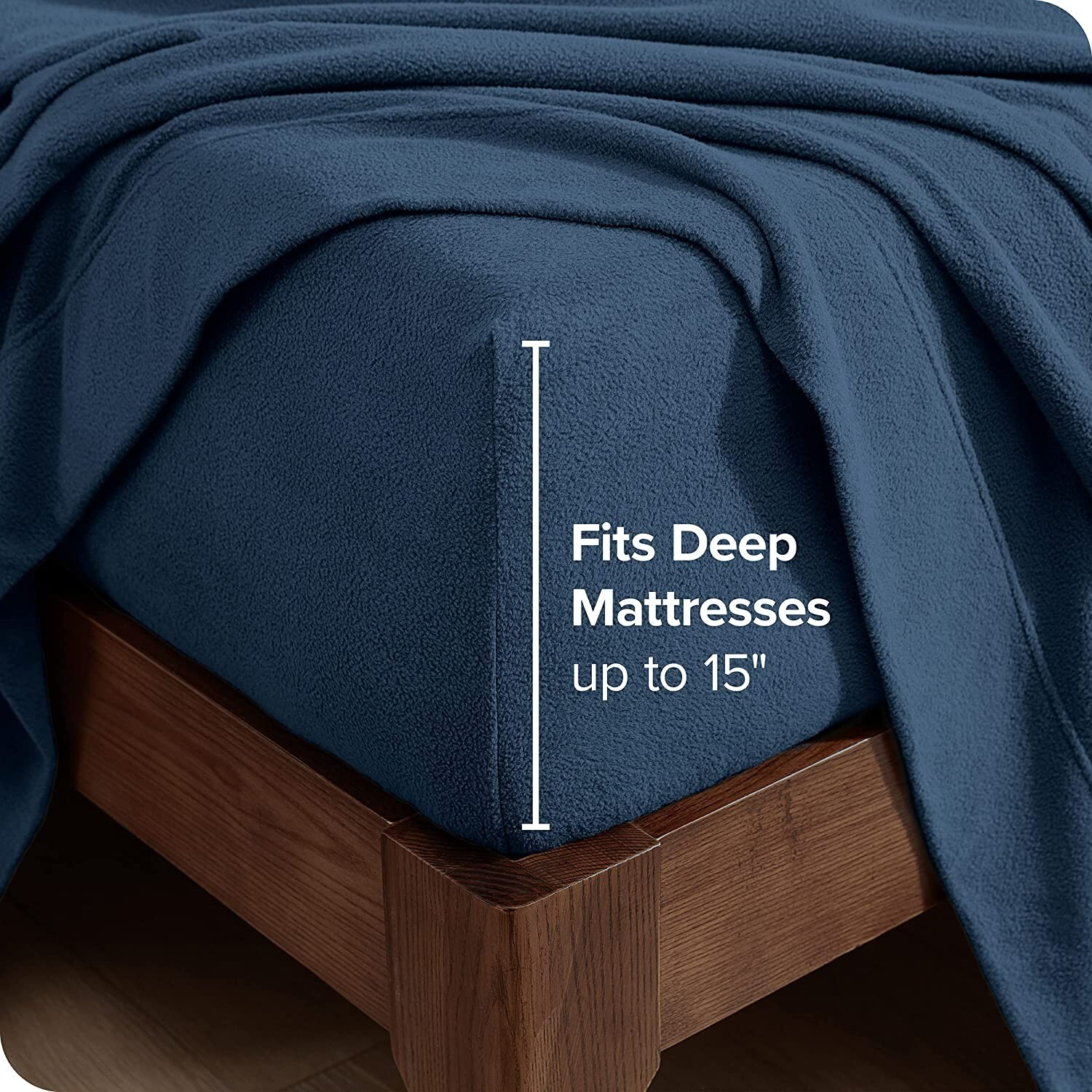 Bare Home Super Soft Fleece Sheet Set - Twin XL, 3 pc, Dark Blue, Cozy gallery