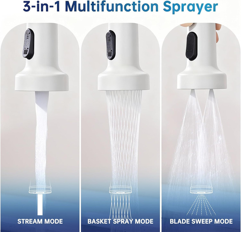 Stylish White Kitchen Faucet with Pull Down Sprayer for Farmhouse & RV gallery