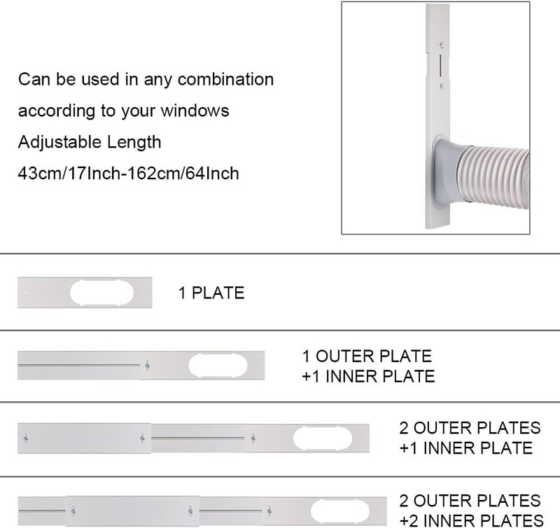 Portable A/C Window Vent Kit, Adjustable Seal, 5.9 Inch Diameter, 59 Inch Hose gallery