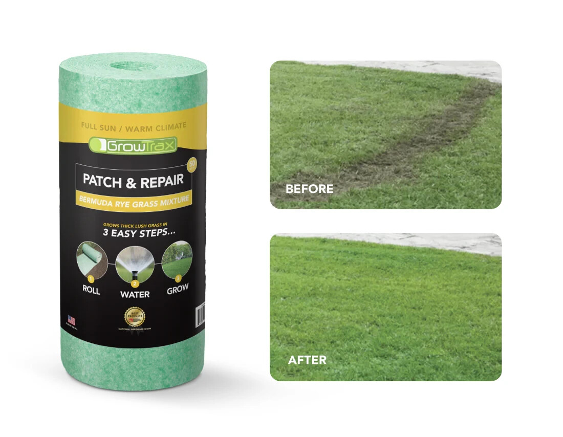 Grotrax Biodegradable Grass Seed Mat, Bermuda Rye - 50 Sq Ft Quick Fix Roll gallery