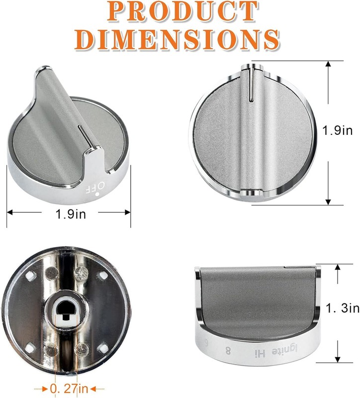 W10594481 Stove Knobs for Whirlpool WCG97US0DS00 WCG97US6DS00 WCG51US6DB00 gallery