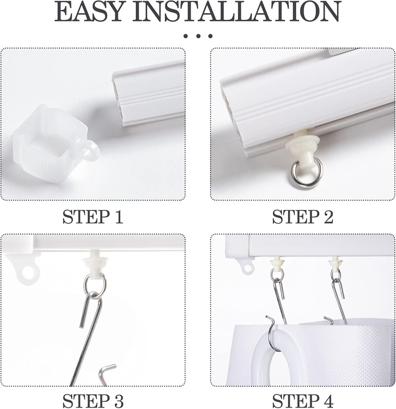 60 Pcs Shower Curtain Track Gliders Hooks Pack of 30 Pieces Hooks and 30 Pieces gallery