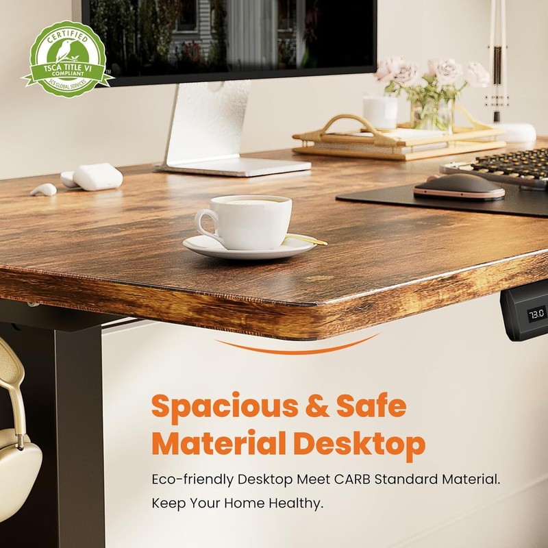 40" Brown Electric Height Adjustable Desk Home Office Standing Computer Table gallery